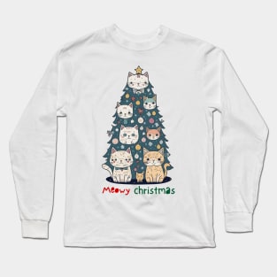 Meowy Christmas Tree sweater Long Sleeve T-Shirt